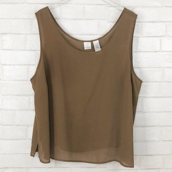 Emma James Animal Print Sheer Wrap Blouse & Brown Sheer Tank Top Size 24W - Picture 2 of 6